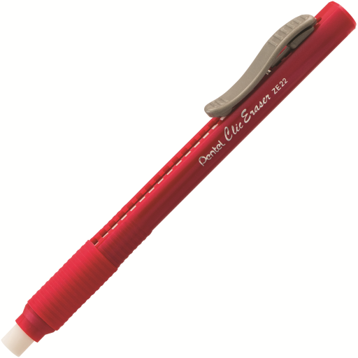 Clic Eraser Grip Retractable Eraser with Grip, Red Barrel