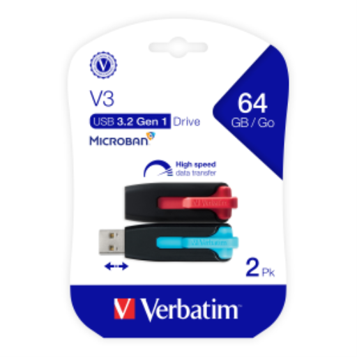 Verbatim 64GB SnG V3 USB 3.0 2PK Blue/Red