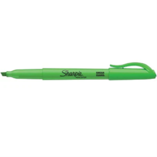 Sharpie Pocket Highlighter, Chisel Tip, Green, 1 Unit